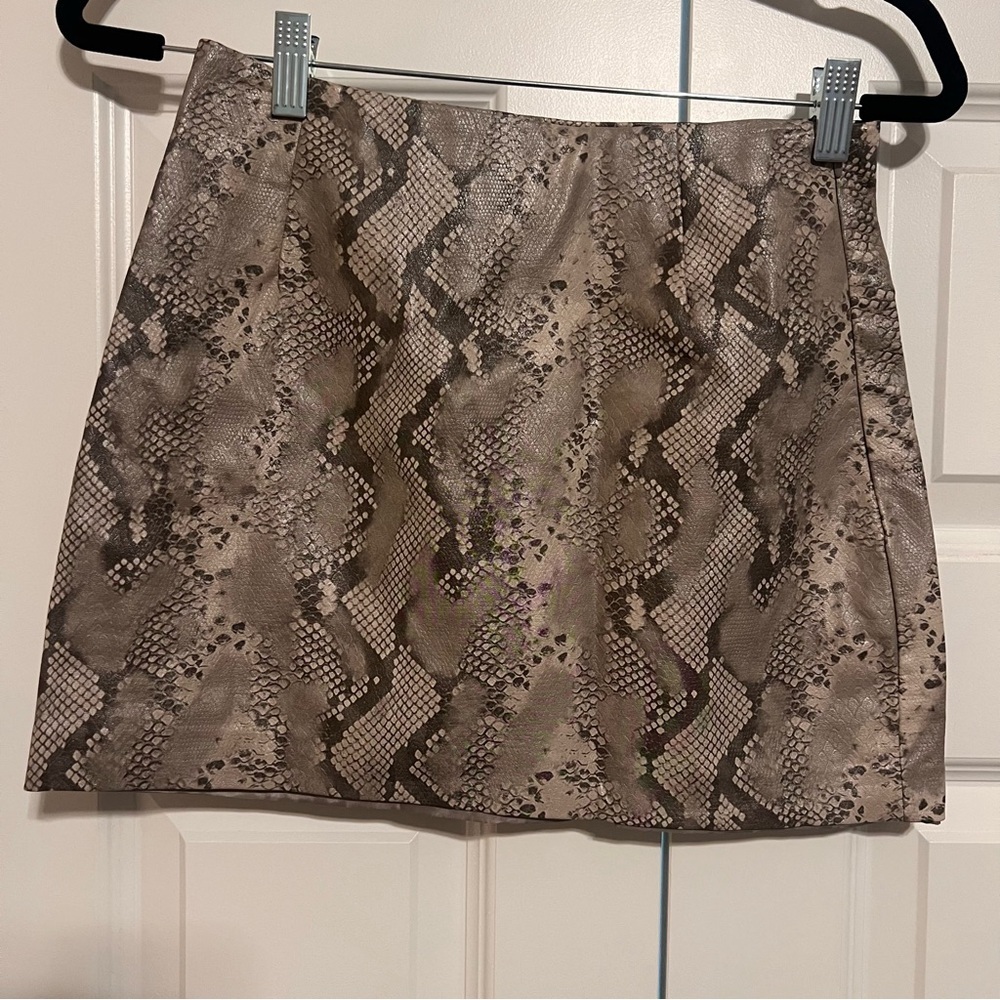 Topshop Beige Snakeskin Mini Skirt